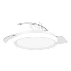 Ventilador de teto com pás retráteis, LED 3 CCT, motor DC 28 W + LED 35 W, modelo bliss, branco / estrelado, Ø106 cm