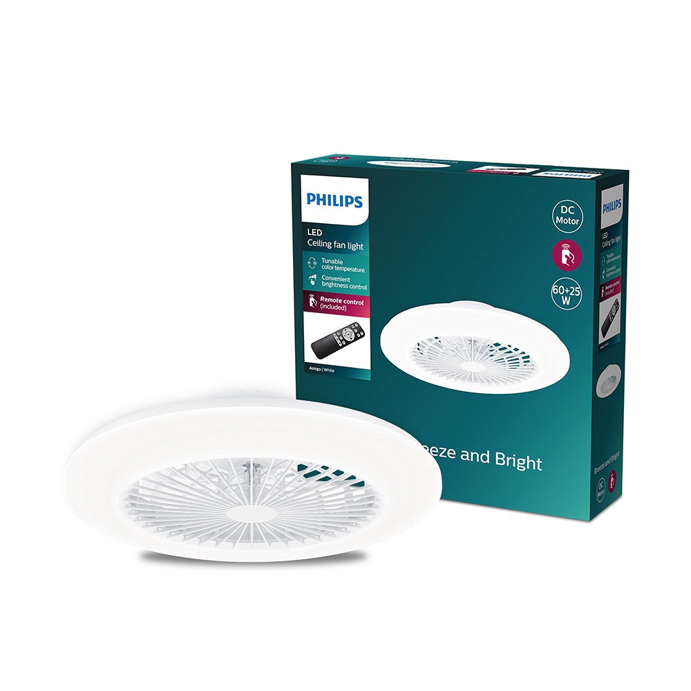 Ventilador de teto, LED 3 CCT, motor DC 25 W + LED 60 W, modelo amigo, branco com difusor opal, Ø57,5 cm - Image 2