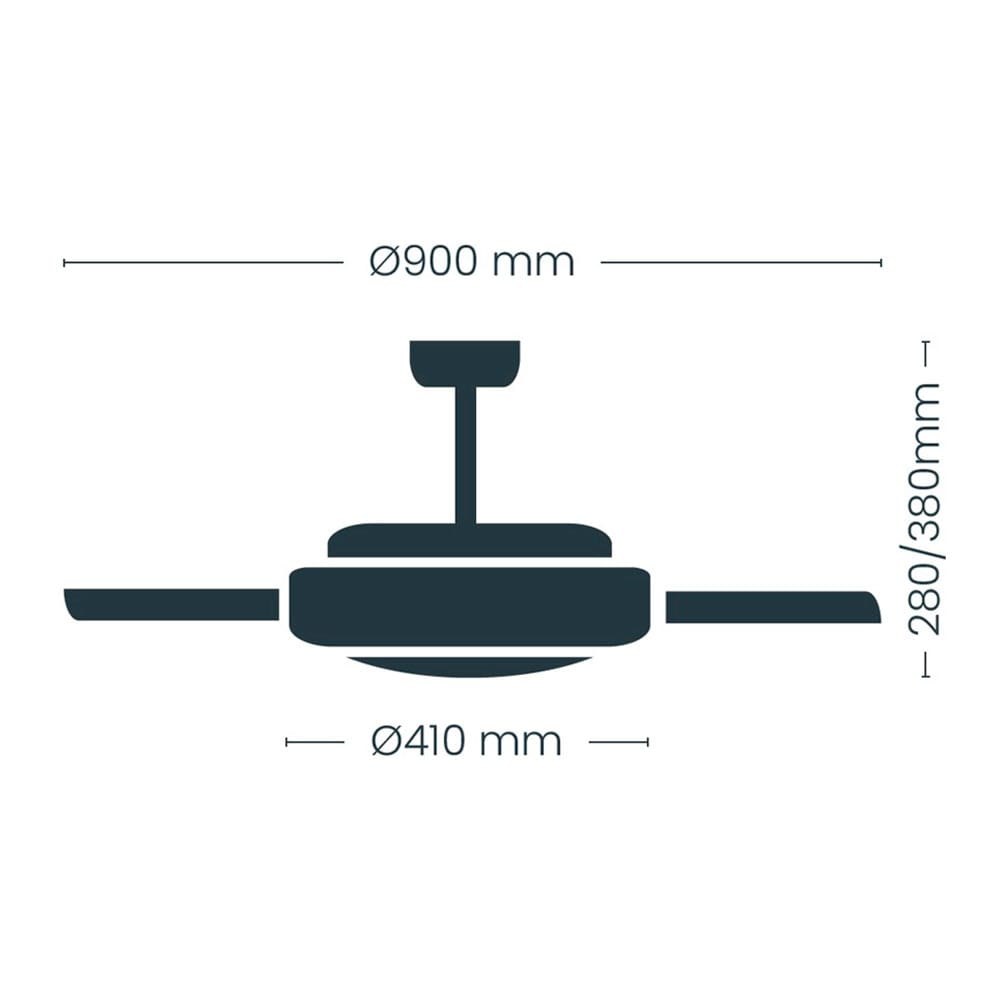 Ventilador de teto LED CCT, 3 pás retráteis 39 W, 4290 LM, preto, pás Ø90 cm, plafon Ø41 cm, altura 28 - 38 cm - Image 7