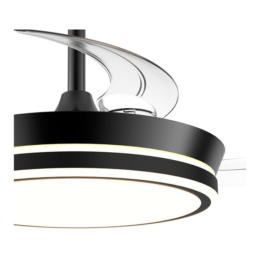Ventilador de teto LED CCT, 3 pás retráteis 39 W, 4290 LM, preto, pás Ø90 cm, plafon Ø41 cm, altura 28 - 38 cm - Image 6