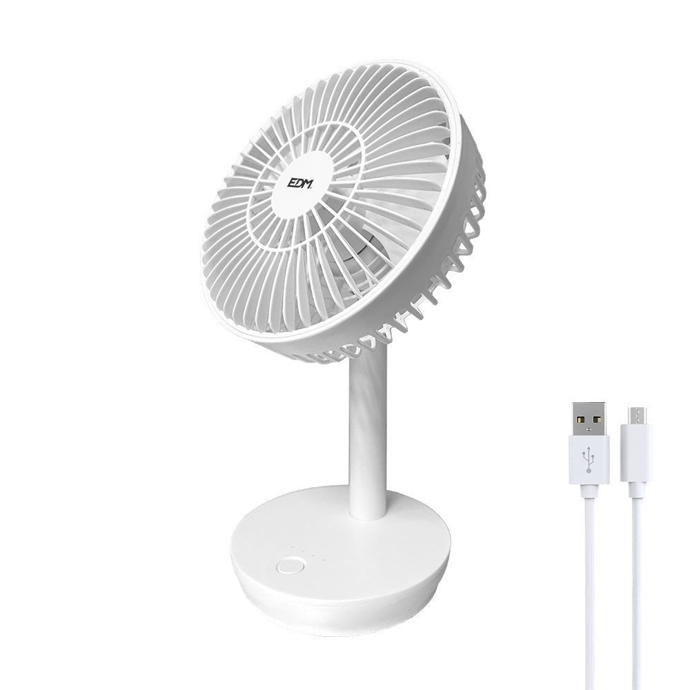 EDM Ventilador de mesa recarregável branco 5w, 31,6 dB, pás: ø14,5 cm 17 x 13 x 26 cm - Image 2