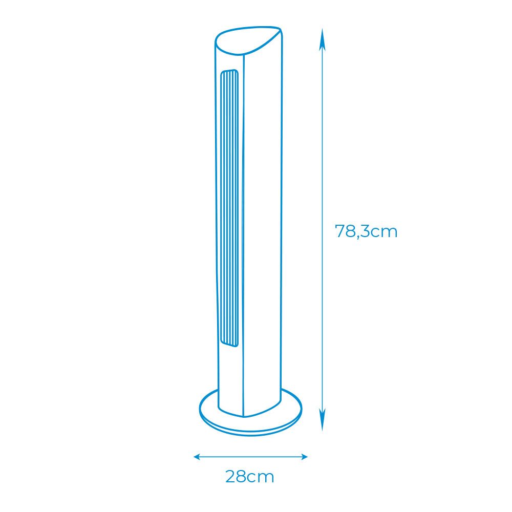 EDM Ventilador de torre. potência: 60 w, 54,8 db, controle remoto, preto 28 x 78,3 cm - Image 4