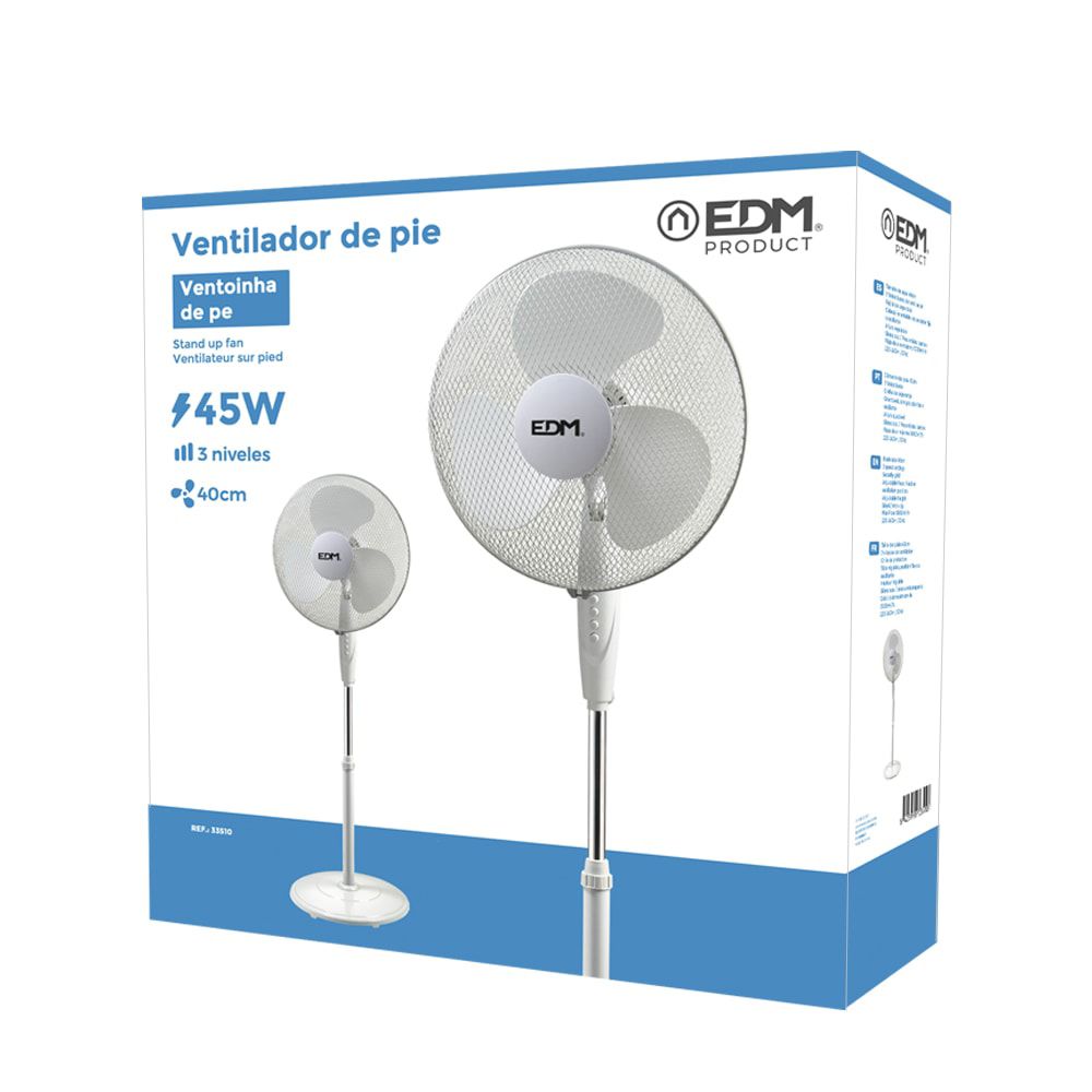 Ventoinha de pé com base circular. COR branco. potência: 45W, 55,6 DB, pás: Ø40 cm altura regulável 110-130cm - Image 3