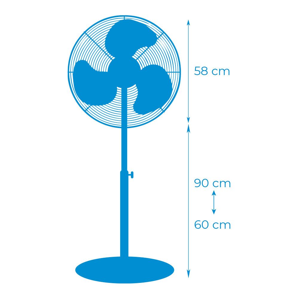 Ventoinha industrial de pé, preto/cromado, potência: 80W, 61,7 DB, pás: Ø50 cm, altura regulável 60-90 cm - Image 3