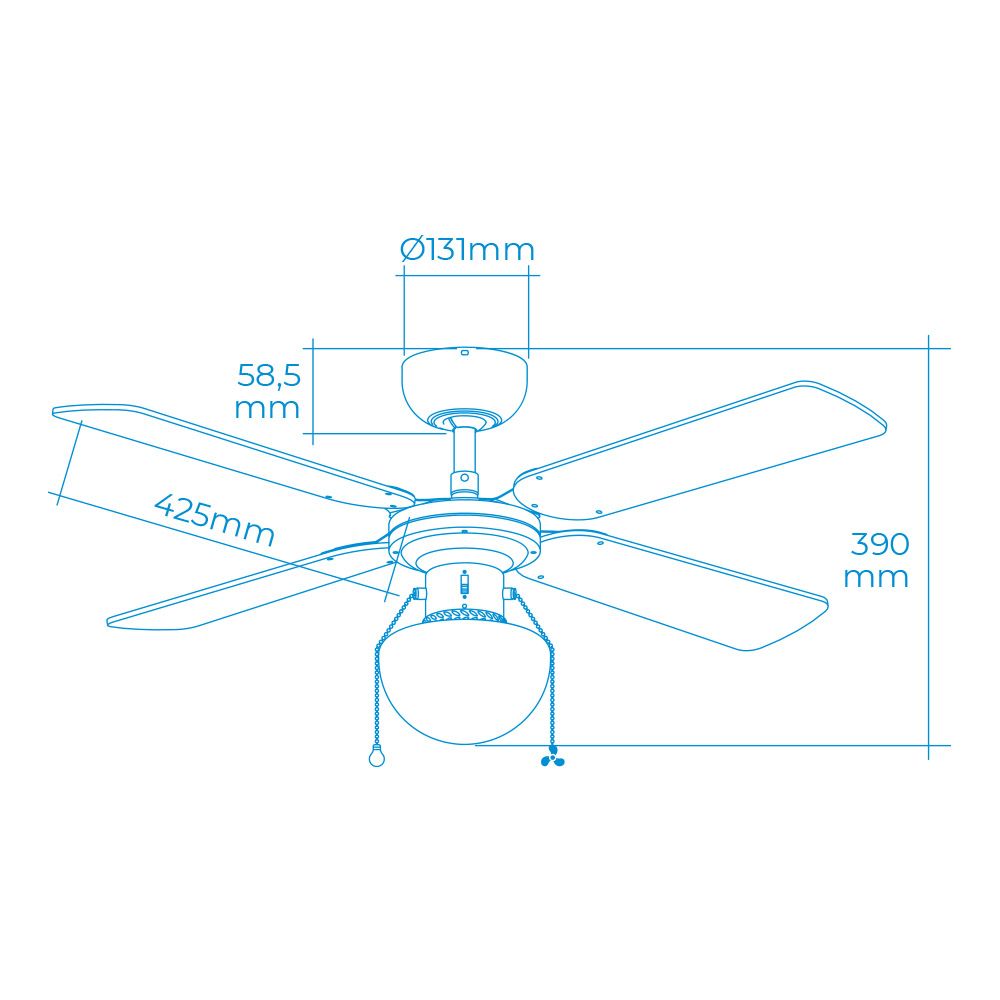 Ventilador de teto branco modelo caribe, 50 W, pás Ø102 cm - Image 3