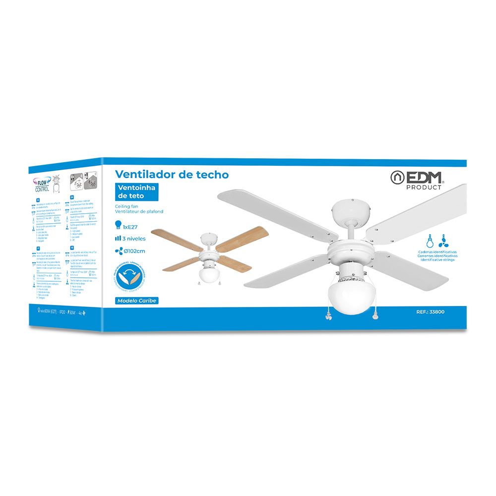 Ventilador de teto branco modelo caribe, 50 W, pás Ø102 cm - Image 5