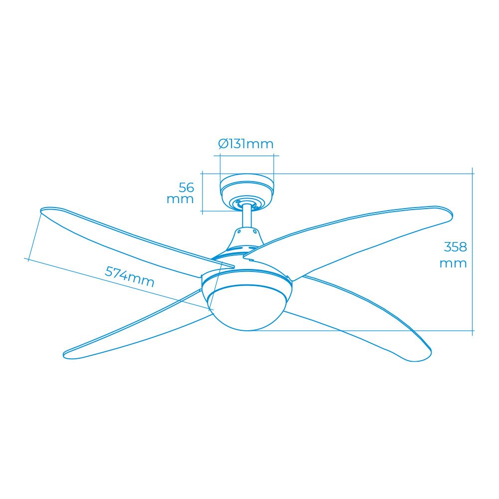 Ventilador de teto modelo Cáspio. cor branca. potência: 60w lâminas: ø132cm com controle remoto edm - Image 2