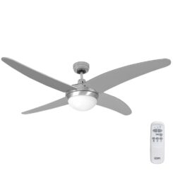 Ventilador de teto modelo Cáspio. cor prata/níquel. potência: 60w lâminas: ø132cm com controle remoto edm