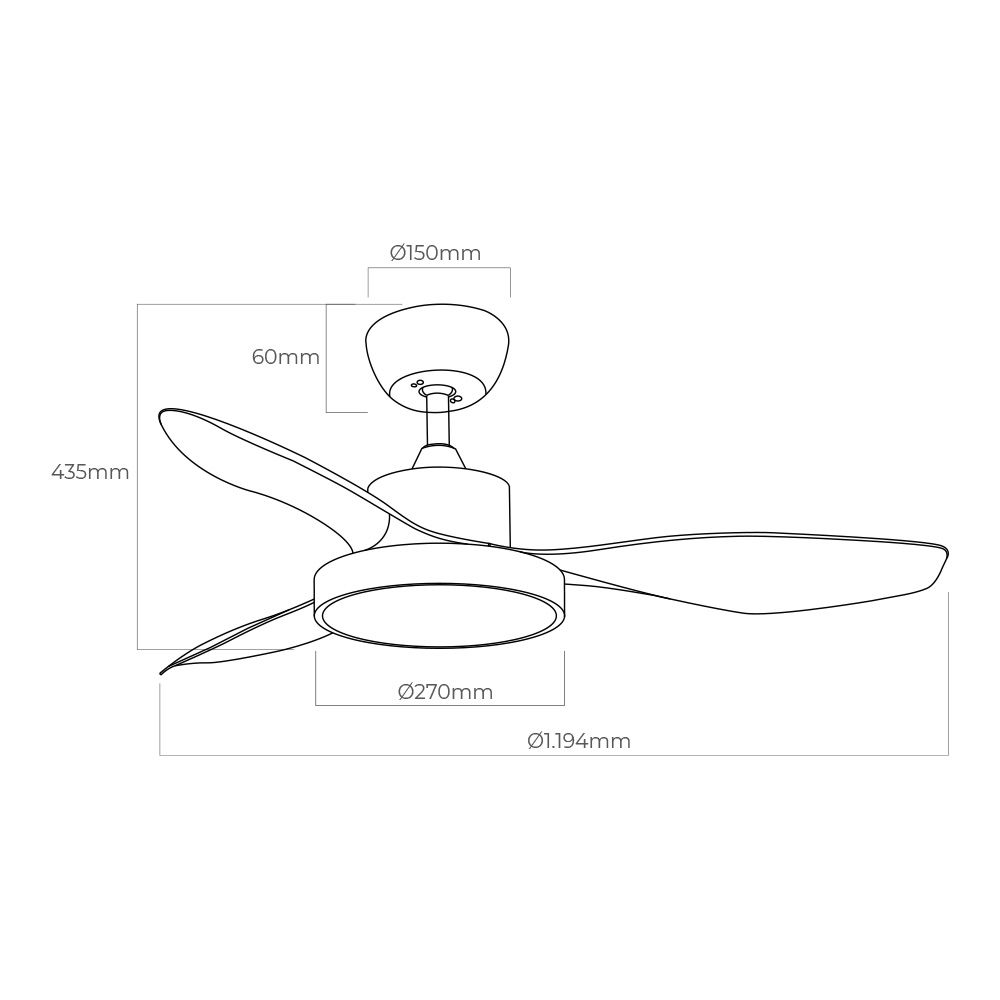Ventoinha de teto de LED 120cm 38W + LUZ 22W 2.160lm 3.000K - 4.000K - 5.000K MOD. ártico EDM - Image 2