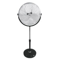Ventilador de pie industrial base circular, cromado/negro, potencia 120 w, 64,9 db, aspas ø50 cm, altura regulable 118-148 cm