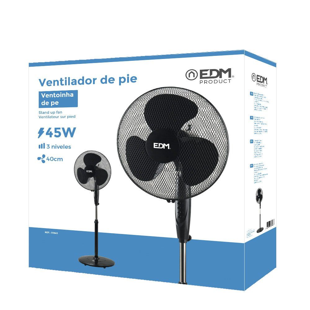 Ventoinha de pé com base circular. COR preto. potência: 45W, 55,6 DB, pás: Ø40 cm altura regulável 110-130 cm - Image 3