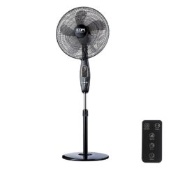 Ventoinha de pé, COR preto, com comando. potência: 60W, 62,9 DB, pás: Ø40 cm altura ajustável 110-130 cm