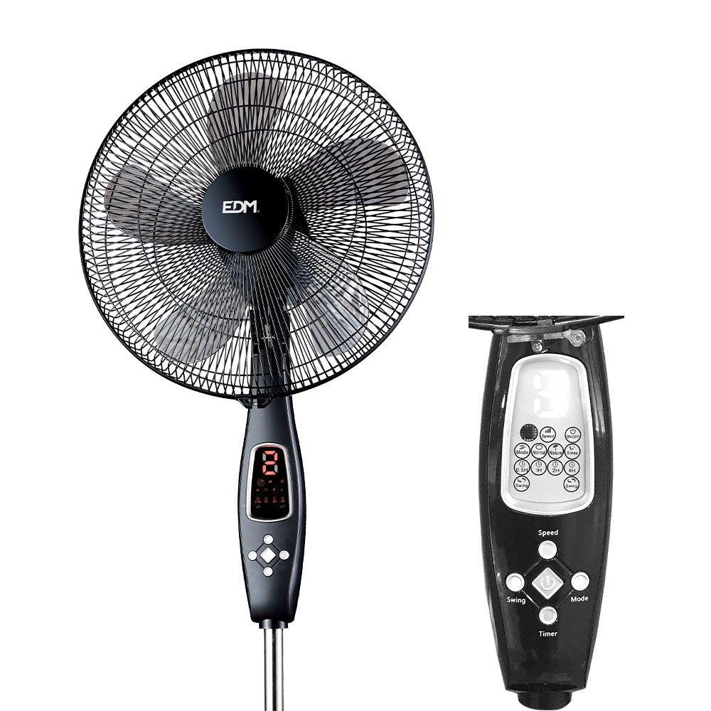 Ventoinha de pé, COR preto, com comando. potência: 60W, 62,9 DB, pás: Ø40 cm altura ajustável 110-130 cm - Image 2