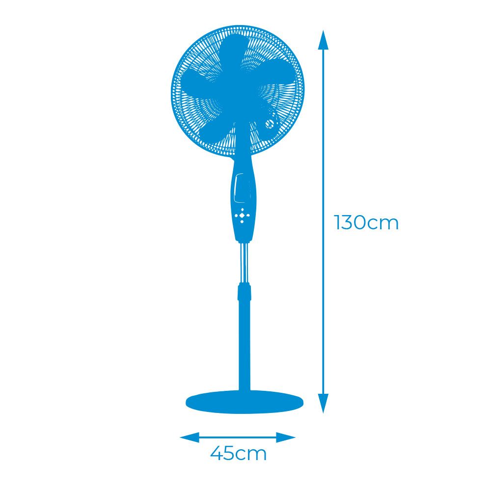 Ventoinha de pé, COR preto, com comando. potência: 60W, 62,9 DB, pás: Ø40 cm altura ajustável 110-130 cm - Image 4