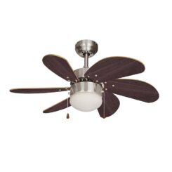 EDM Ventilador de teto modelo Aral. cor wengé/níquel acetinado. potência: 50w lâminas: ø76cm edm