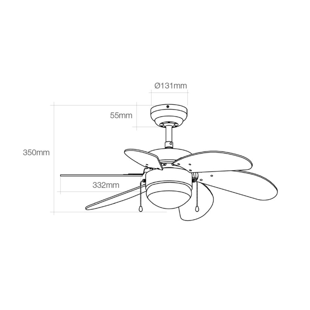 Ventoinha de teto modelo aral. COR branco. potência: 50 W pás: Ø76cm - Image 2