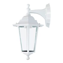 EDM Aplique exterior em alumínio e vidro Zurich e27 60 w sem lâmpada, branco, luz descendente