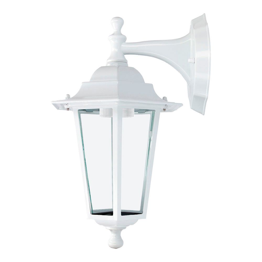 EDM Aplique exterior em alumínio e vidro Zurich e27 60 w sem lâmpada, branco, luz descendente