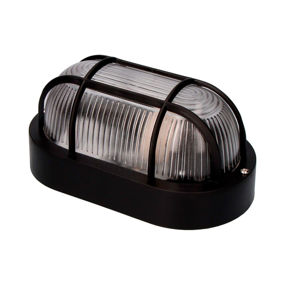 EDM Aplique oval tarragona modelo ip54 1 x e27 40 w 11,4 x 20,2 x 10 cm, preto