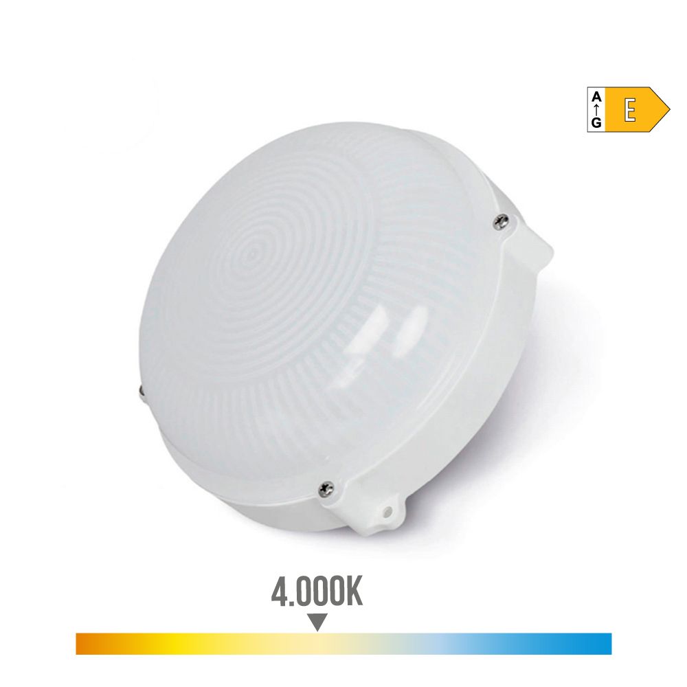 Parede exterior LED circular branco 12W IP65 4000K LUZ do DIA Ø19,2x7,2cm