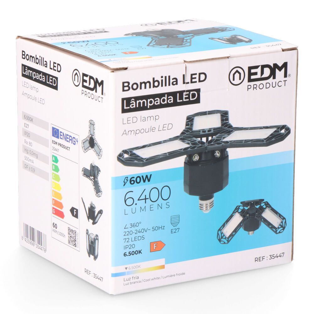Lâmpada "leaf" LED E27 60W 6400lm 6500K LUZ fria Ø26,5x12cm EDM - Image 5