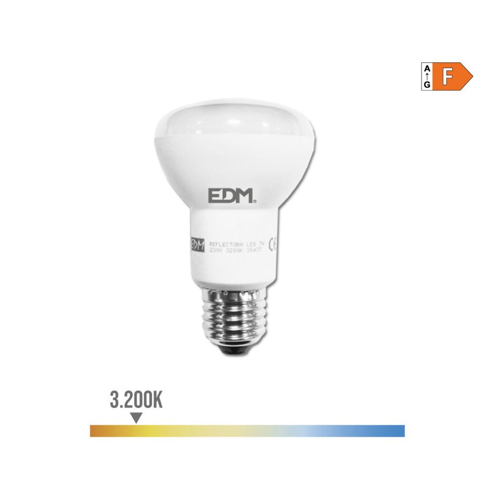 Lâmpada reflectora LED R63 E27 7W 600lm 3200K LUZ quente Ø6,3x10,2cm EDM