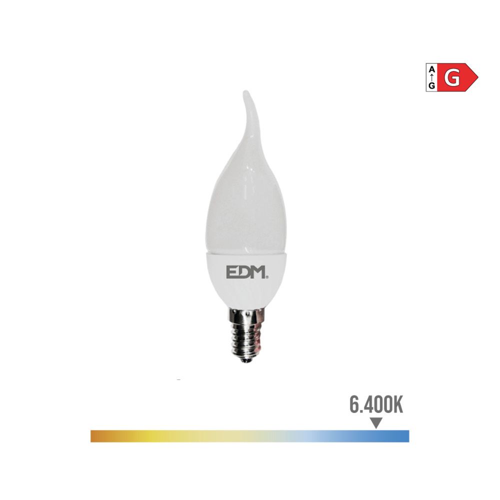 Lâmpada vela bohemia LED E14 5W 400lm 6400K LUZ fria Ø3,5x12cm