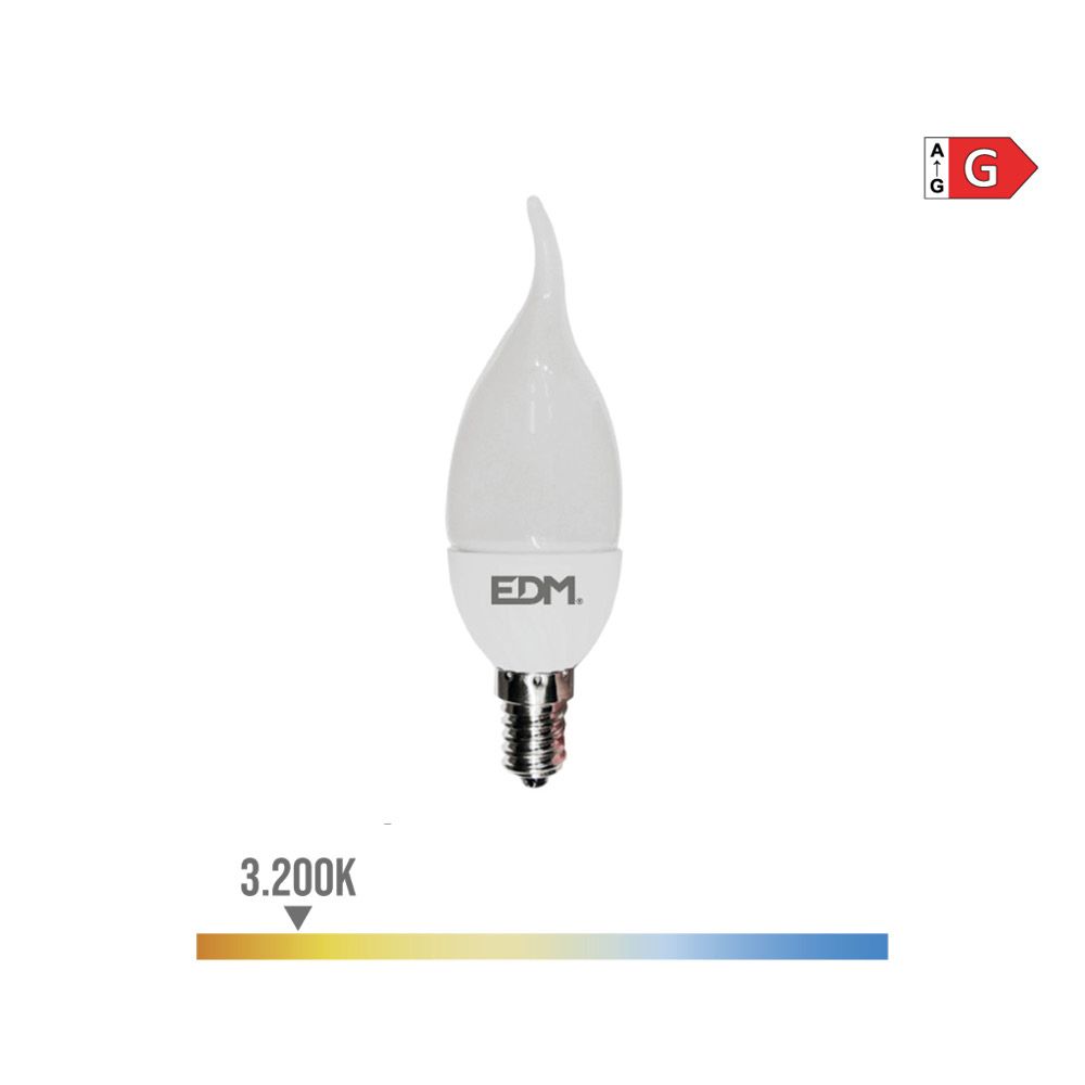 Lâmpada vela bohemia LED E14 5W 400lm 3200K LUZ quente Ø3,5x12cm