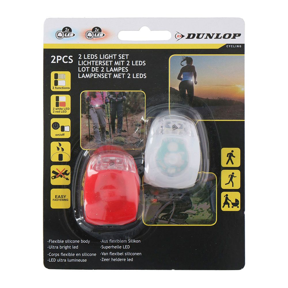 Conjunto de 2 lanternas de bicicleta de sinalização. frente e traseira. 1x4LR1130 (pilhas incluídas) dunlop - Image 2