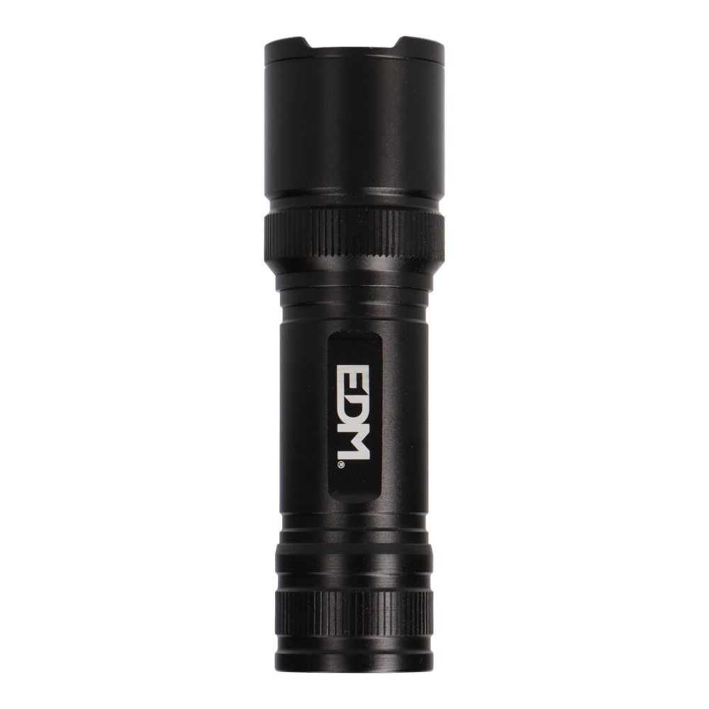 Lanterna LED tática black grip, alumínio, com zoom, 3 x AAA (incluído) 150 LM