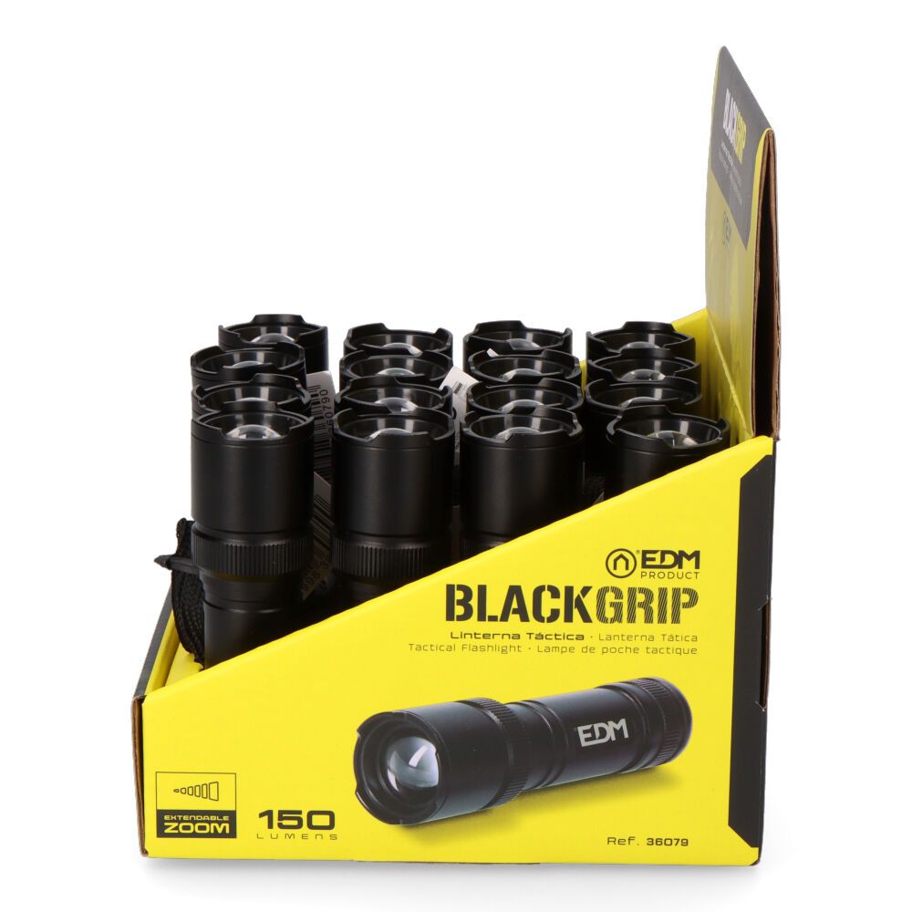 Lanterna LED tática black grip, alumínio, com zoom, 3 x AAA (incluído) 150 LM - Image 7