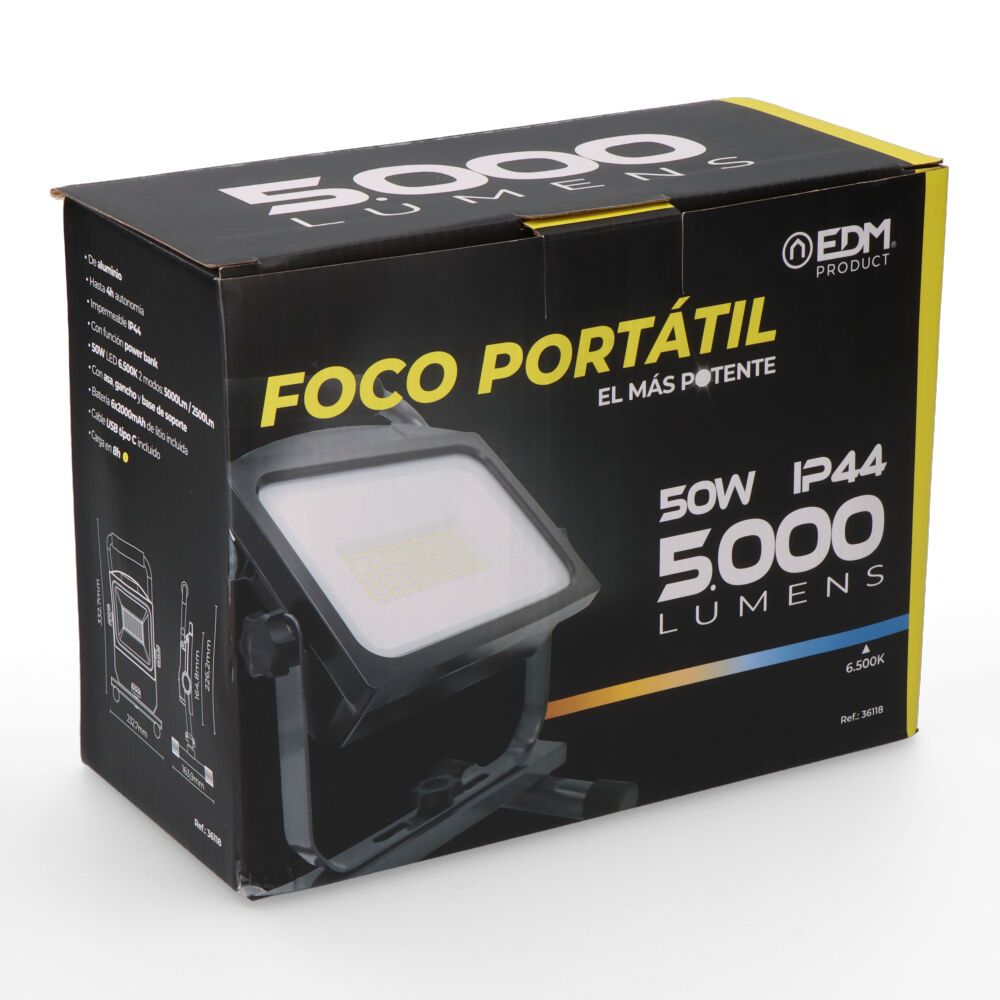 Projetor LED recarregável 50 W 5000 LM 6500 K - Image 4