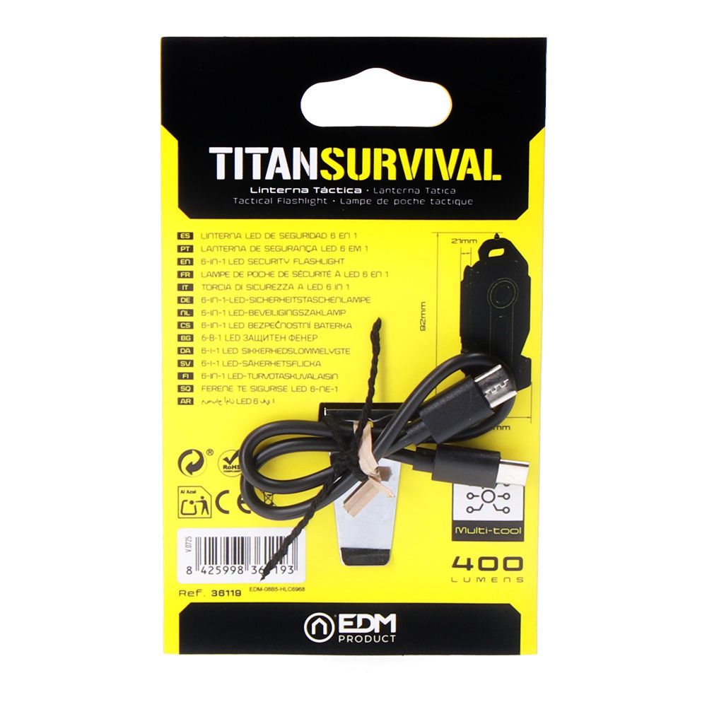 Lanterna de segurança 6 em 1 titan survival, 400 LM, 7 + 2,5 W, 39 x 21 x 92 mm - Image 8