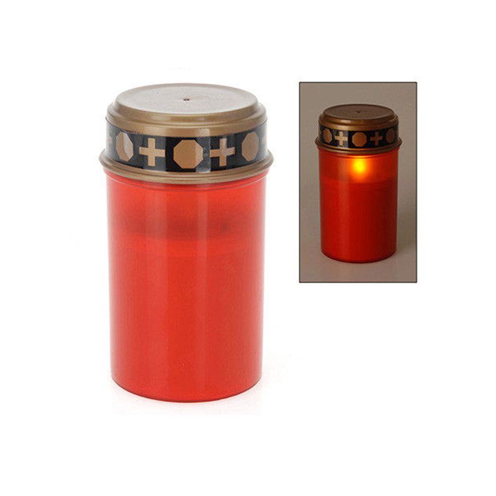 Vela litúrgica (cemitério) com LUZ LED. 2xLR14 (pilhas não incluídas) LUZ branco quente