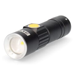 Mini lanterna com zoom 1 LED 120Lm/40Lm/ flash 9.000K recarregável com USB.