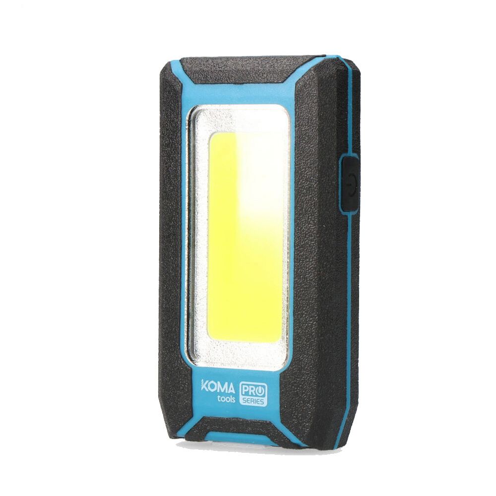 KOMA TOOLS Lanterna LED Cob 10 w 500 lm profissional, recarregável, com gancho + íman, função power bank, 60 x 23 x 112 mm
