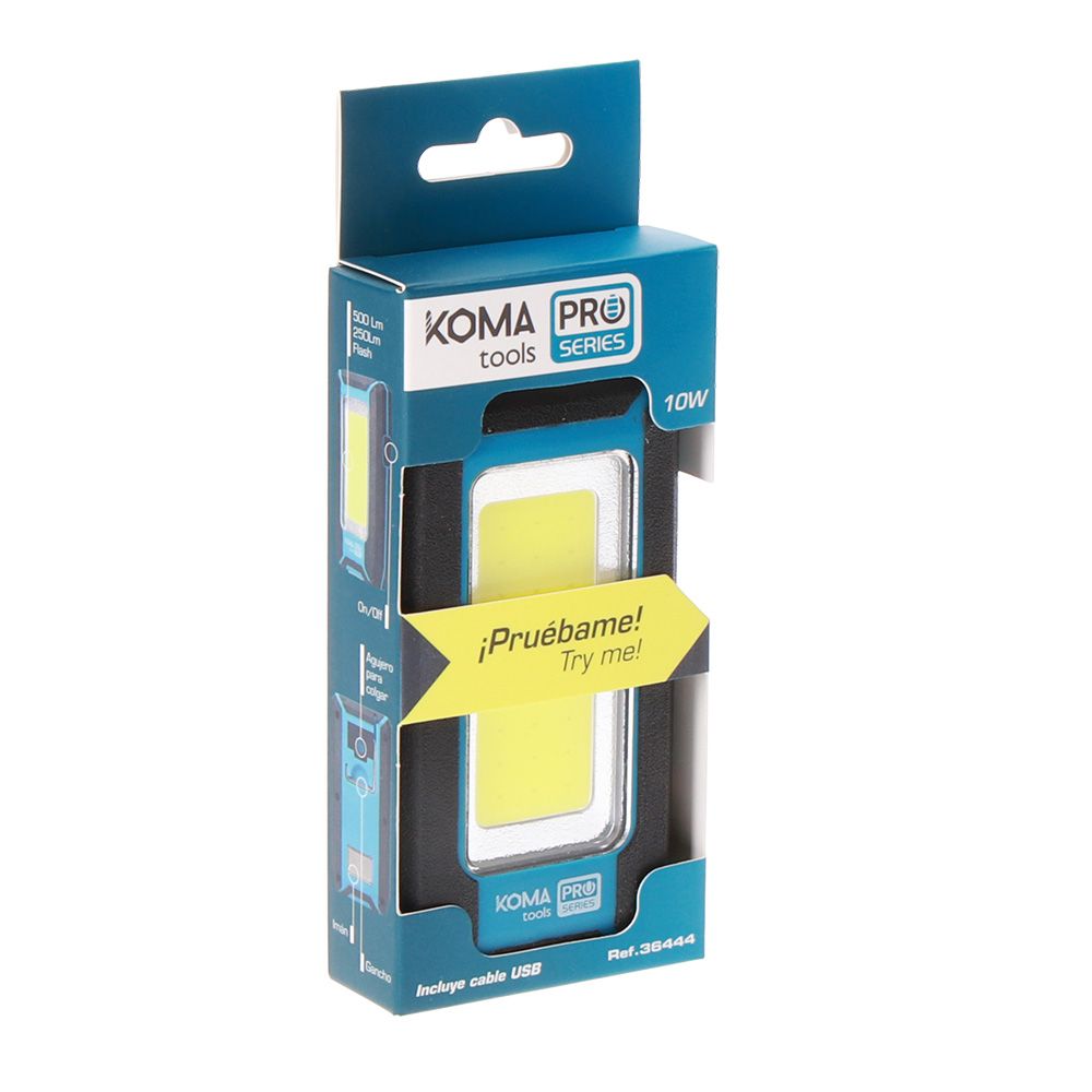 KOMA TOOLS Lanterna LED Cob 10 w 500 lm profissional, recarregável, com gancho + íman, função power bank, 60 x 23 x 112 mm - Image 8