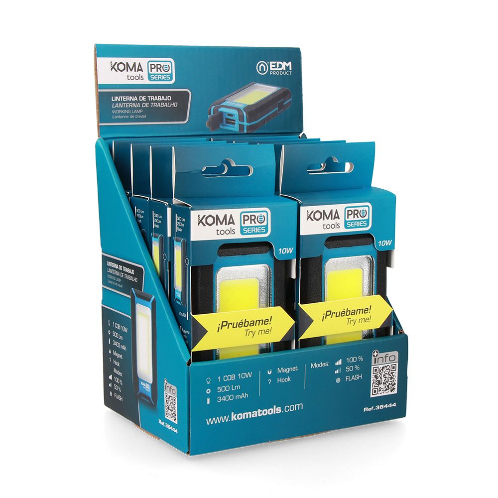 KOMA TOOLS Lanterna LED Cob 10 w 500 lm profissional, recarregável, com gancho + íman, função power bank, 60 x 23 x 112 mm - Image 7