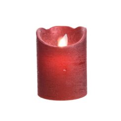 Vela de cera LED vermelha com acabamento metálico ø7,5 x 10 cm