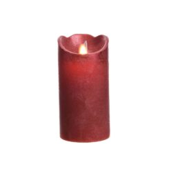 Vela de cera LED vermelha com acabamento metálico, Ø7,5 x 15 cm