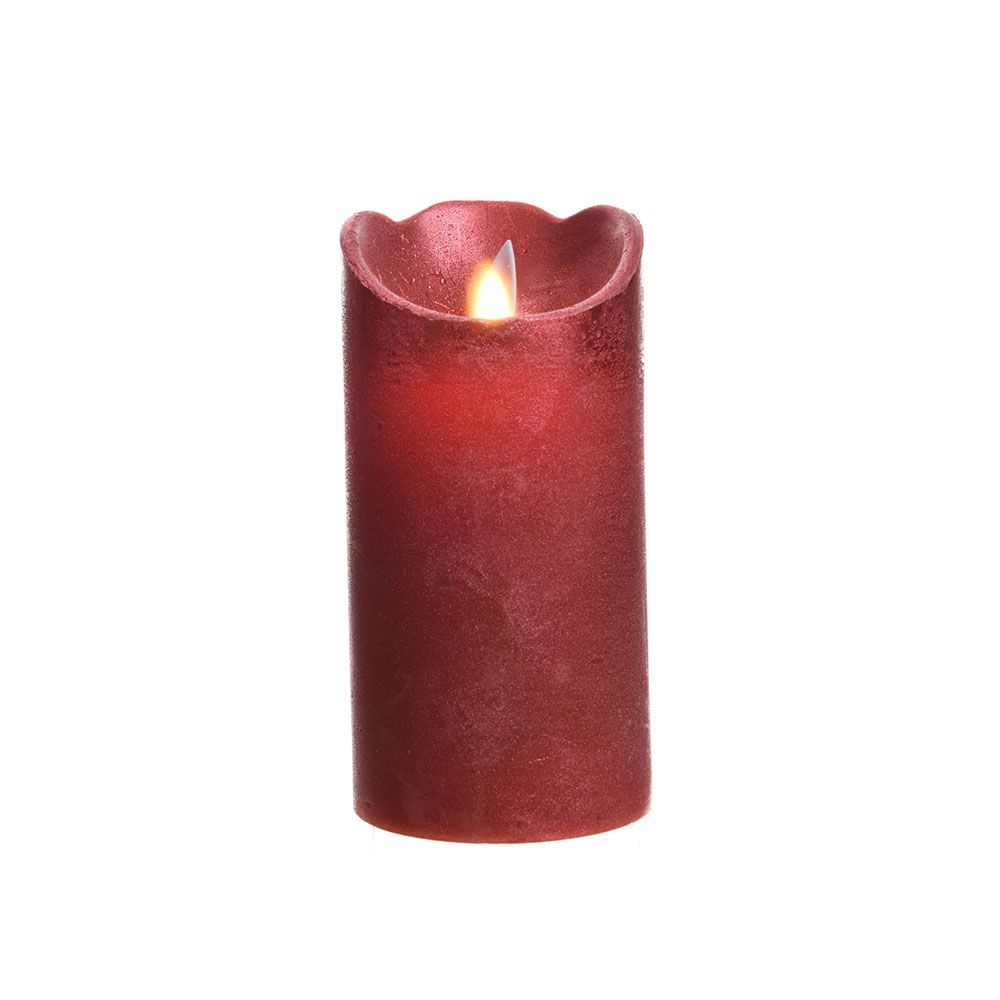 Vela de cera LED vermelha com acabamento metálico, Ø7,5 x 15 cm
