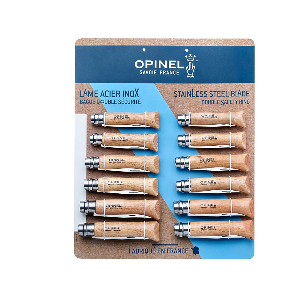 Visor de navalha Opinel em aço inoxidável, 12 unidades (nº6, nº7, nº8, 4 unidades de cada número)