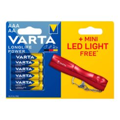 VARTA Pilha Alcalina Longlife Power 4 X AA + 4 X AAA + Oferta Mini Lanterna LED