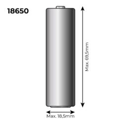 Pilha de lítio recarregável 3.7V 2200mAh (ref: 36100/36105/36115/70390) mod: 18650 Ø18´5mm x 69´5mm