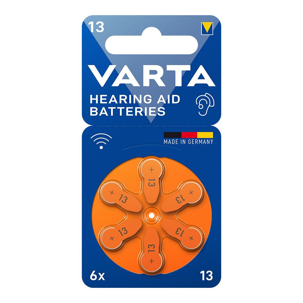 Pilhas para aparelhos auditivos varta hearing AID batteries 13 (blíster 6 un)
