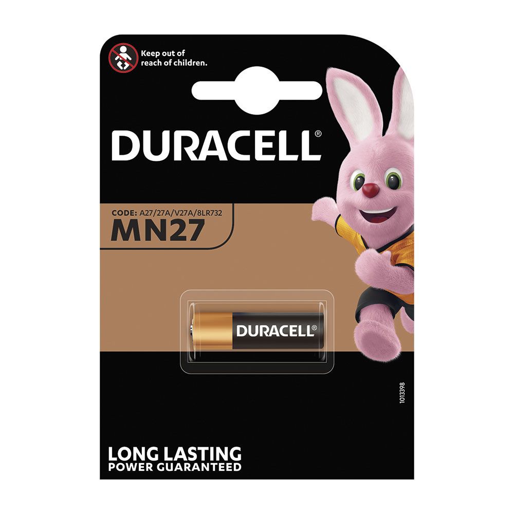 Pilha alcalina duracell long lasting power A27/V27A - MN27 12V (blíster 1 unid.) Ø8x28,2mm
