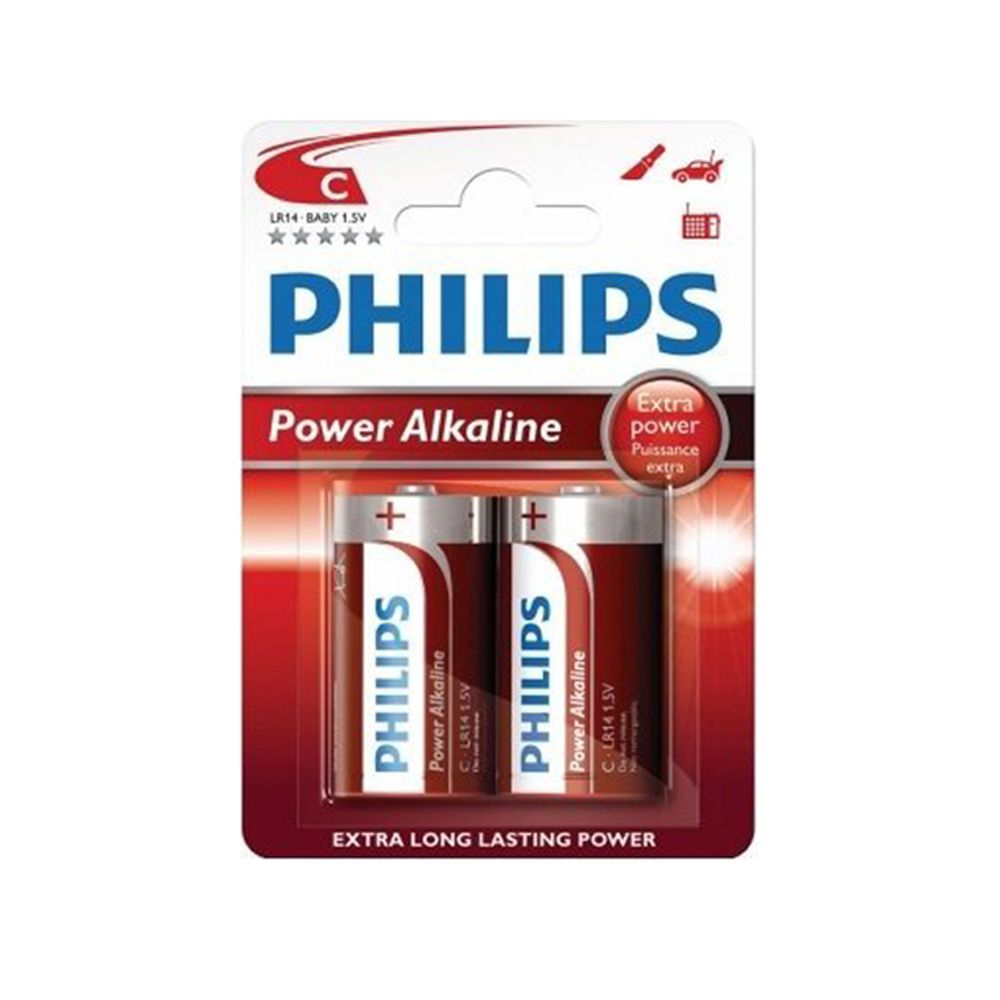Pilha alcalina philips c - LR14 1,5V (blíster 2 unid.) Ø26,2x50mm