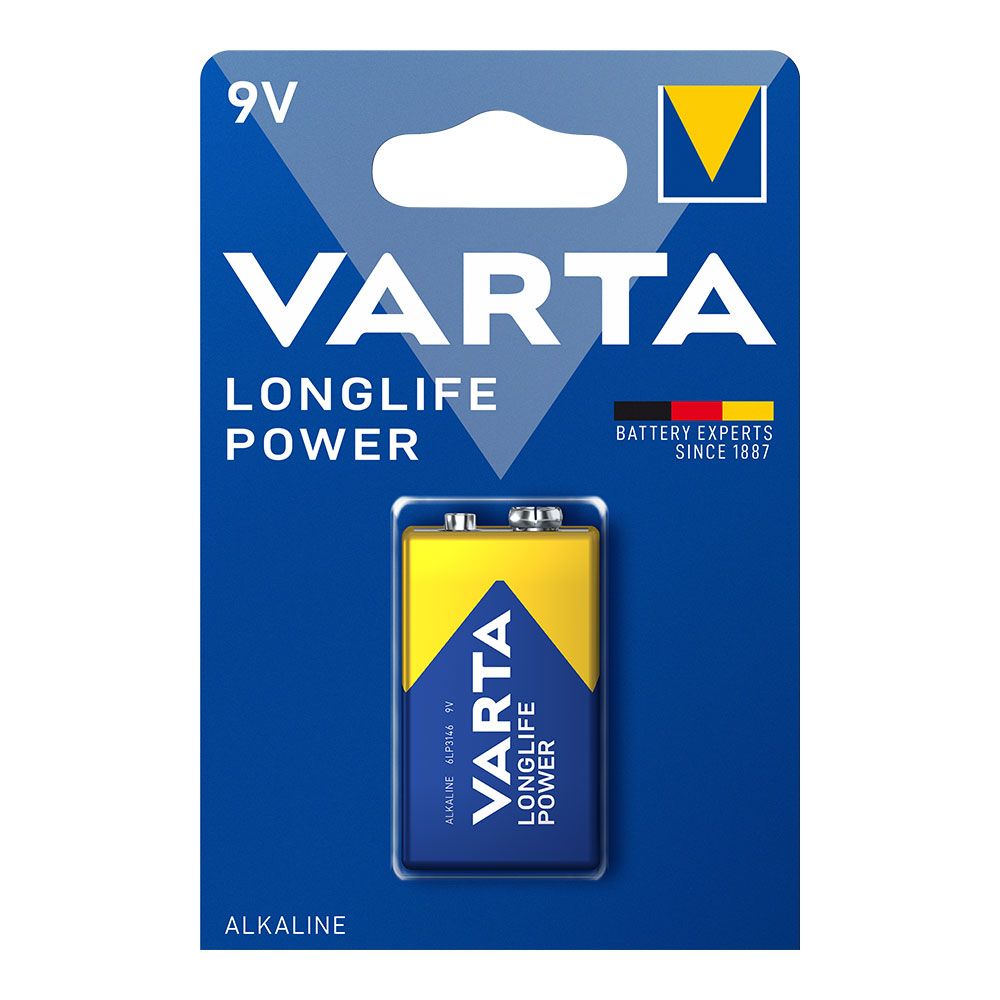 Pilha varta alcalina longlife power LR61 9V (blíster 1 unid.) 26,5x17,5x48,5mm