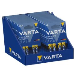VARTA Display de mesa de papelão com bateria "longa vida" Varta 10 blisters 4xaaa lr03 +10 blisters 4xaaa lr06 varta 27x18x17cm