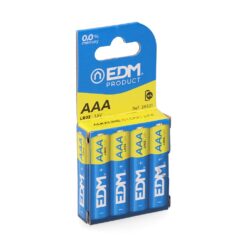 EDM Bateria alcalina aaa de vida útil - lr03 1,5v ø10,5 x 44,5 mm, blister 4 unidades